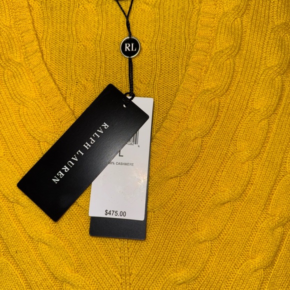 Ralph Lauren Women's Yellow V-Neck Sweater - Picture 4 of 6